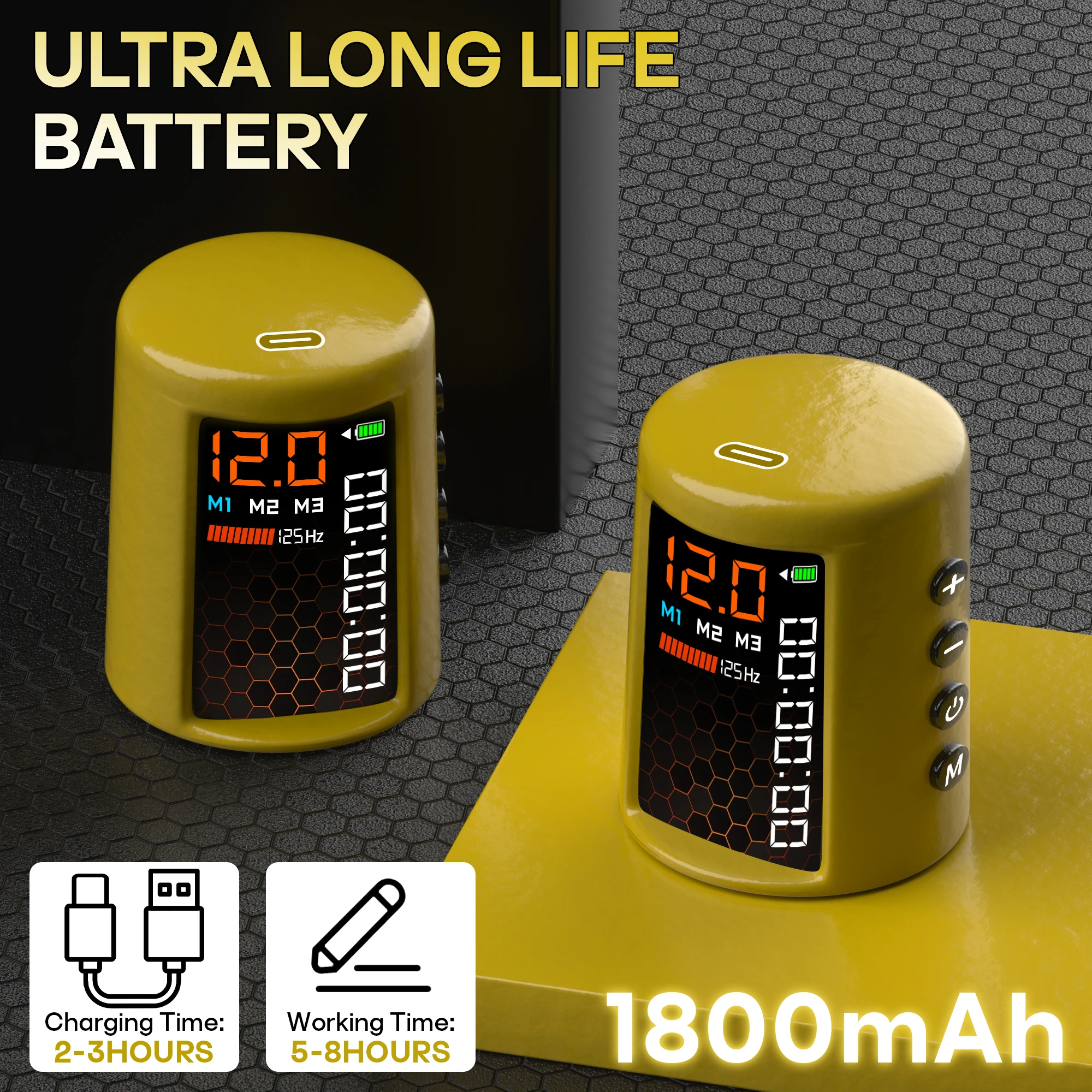 مجموعة أدوات الوشم POSEIDON مجموعة أقلام الوشم على شكل نحلة صفراء لمجموعة أدوات الوشم للمكياج الدائم طقم مسدس الوشم اللاسلكي القابل للتعديل #5