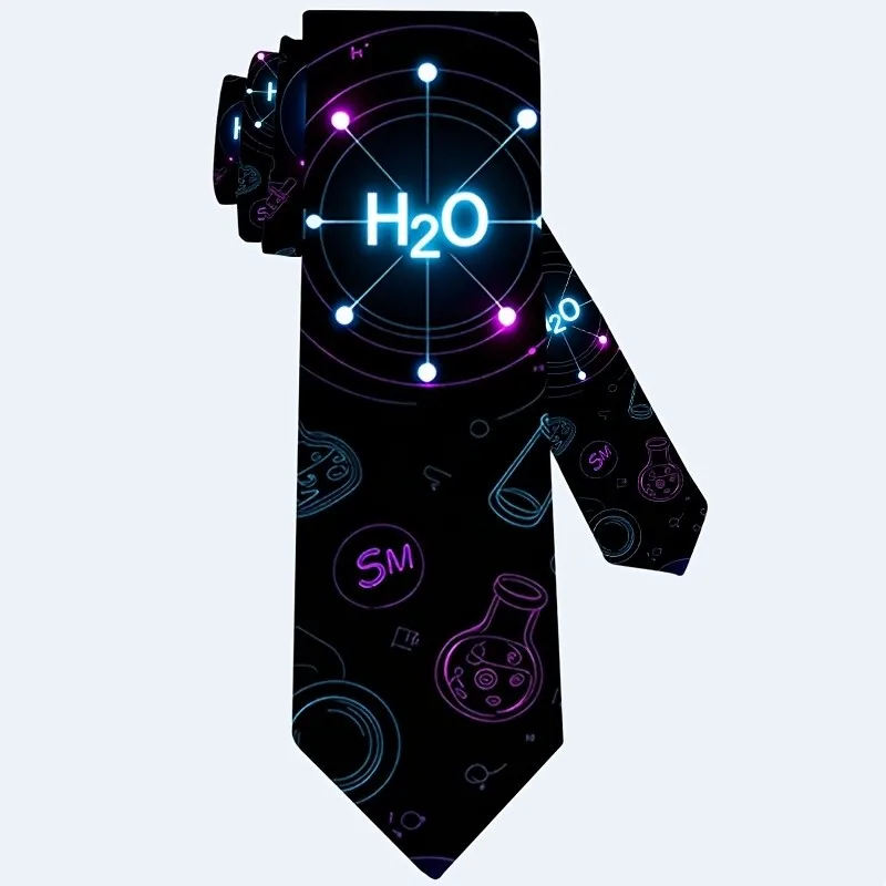 Colorful Chemical Symbol Print Tie a Casual and Soft Fashion Accessory Easy to Clean a Great Choice as a Gift