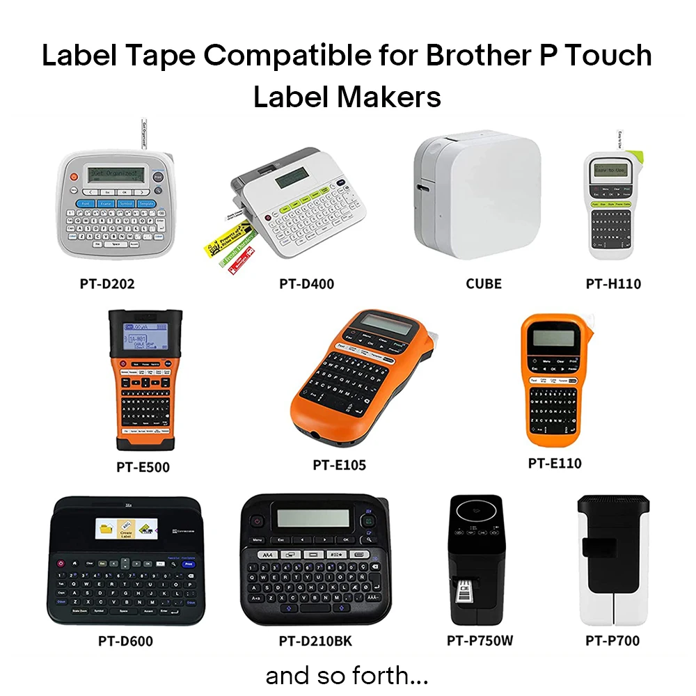 Imagem -04 - Fita Laminada Branca Compatível para Brother Ptouch Label Maker tz 231 241 251 211 tz 651 12 18 24 mm 10 Pcs Preto na