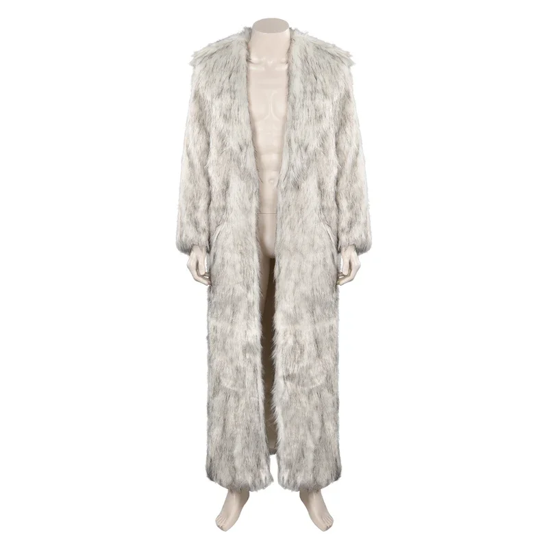 SN55Ken Cosplay White Long Fur Coat Costume Movie Barbei Disguise Outfits Bags Headband Necklace Adult Men Roleplay Hallowee$@1w