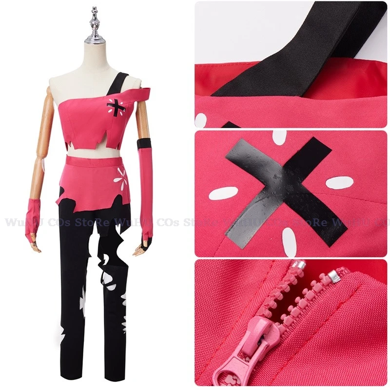 SAIKOU/ Anime Hazzbin Cherri Bombb Hotel Cosplay Costume Pink Outfit Wig Women Halloween Carnival Christmas Cosplay Sexy Costume view 3