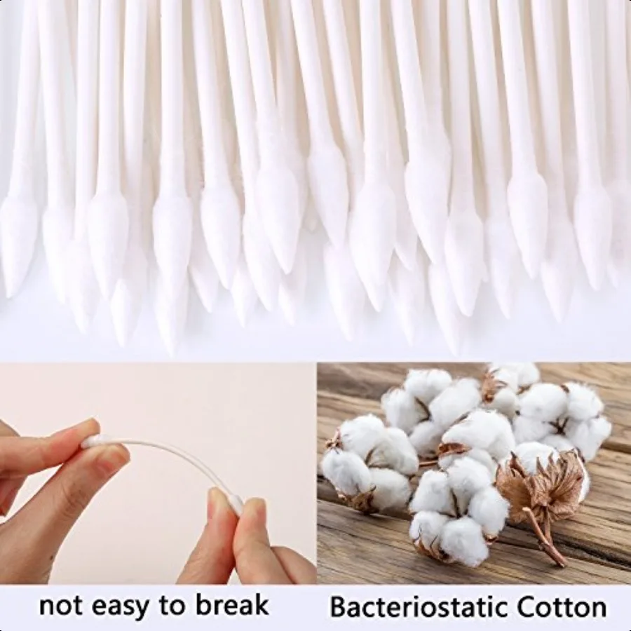Tamponi di cotone a punta Pangda compatibili con punte Q Punte di doppia precisione Bastoncini di cotone con bastoncino di cartone per trucco 400 pezzi