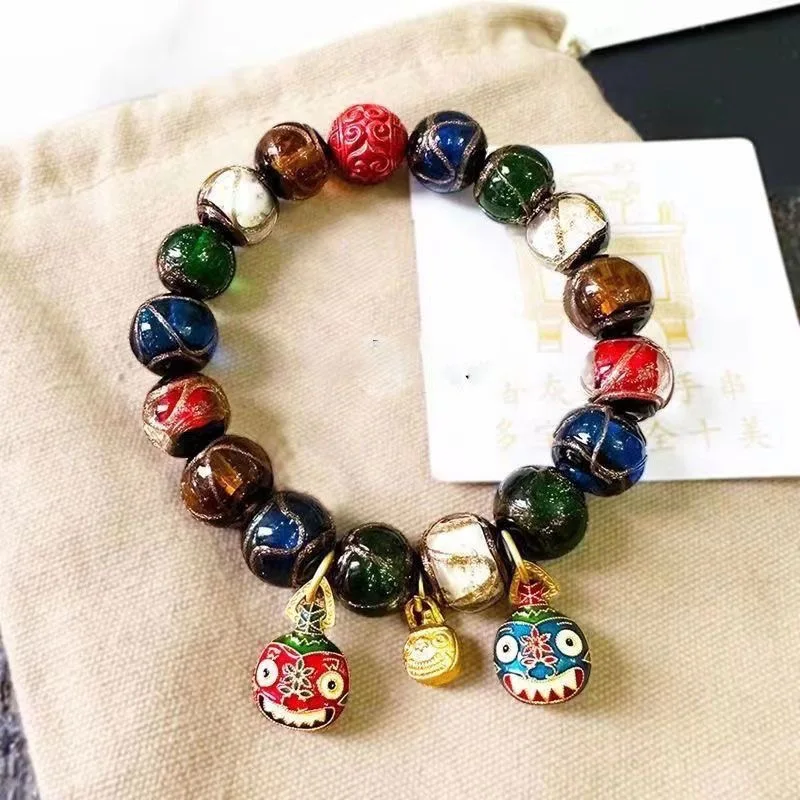 Cz ancient five-way god of wealth five-color multi-treasure incense ash glazed bracelet gift