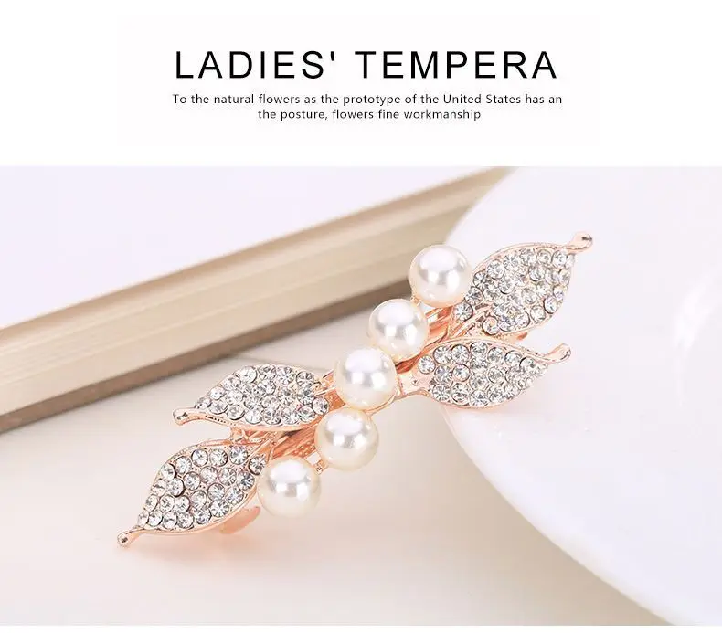 Luxus Strass Haarspange Funkelnde Kristall Blume Metall Frühling Haarspangen Braut Hochzeit Party Kopfschmuck Frauen Mädchen Geschenk – Detail 2