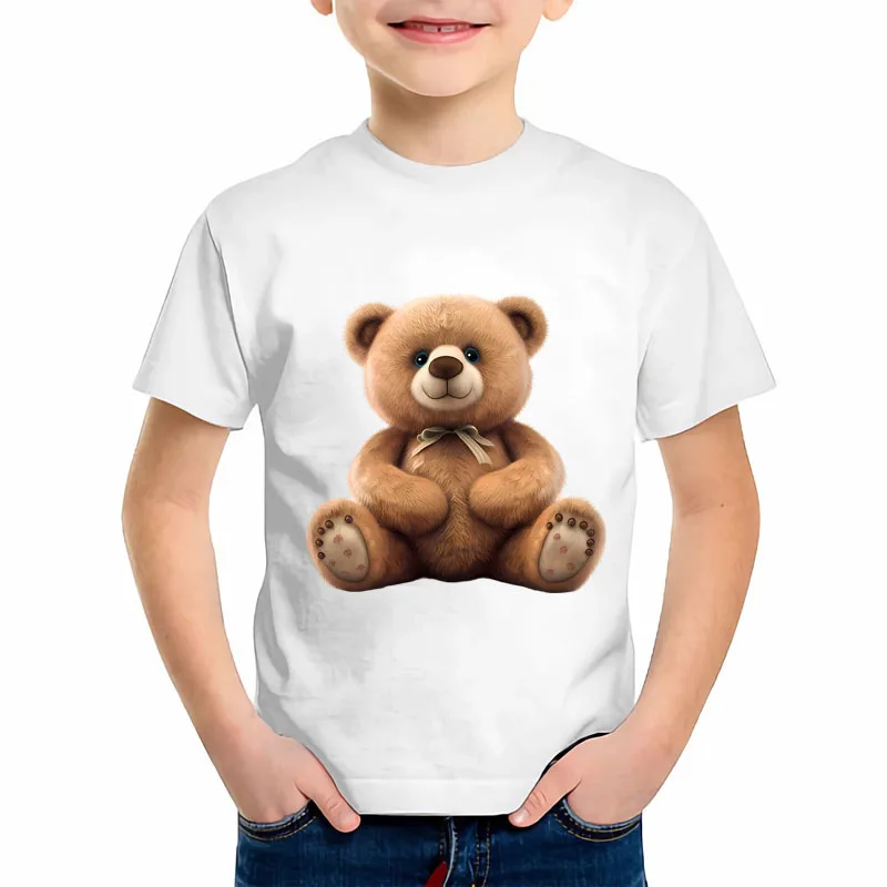 Cartoon Plush Teddy Bears DTF Heat Transfer Stickers For Children Clothes Iron On Washable Patch Funny Parent Child Costume DIY