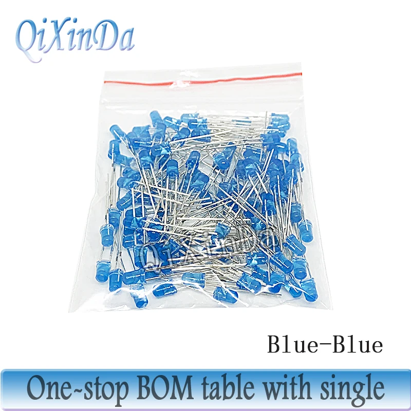 Neues 3 mm 5 mm LED-Dioden-Sortiment-Set, Weiß, Grün, Rot, Blau, Gelb, Orange, F3, F5, LEDs, Leuchtdioden, elektronisches Kit