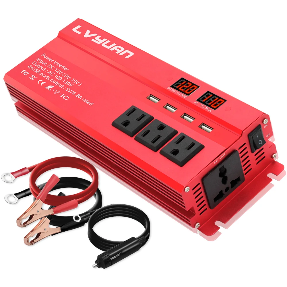 

2600W 2000W 3000W Power Inverter 12V to 110V 230V DC to AC EU UN US Socket Modified Sine Solar Inverter 50HZ Converter