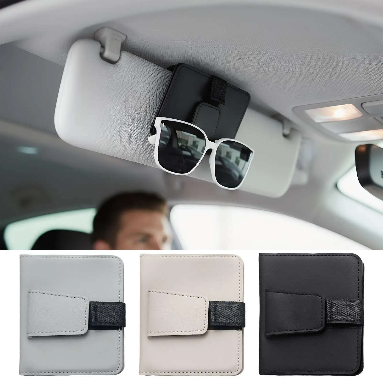 

Car Visor Organizer Multi-Pocket Holder Clip Car Sun Visor Organizer For Auto SUV Interior Sunglasses Registration Insurance