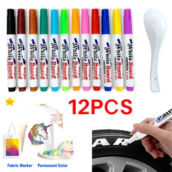 12 Pcs Colorful Permanent Paint Marker Waterproof Fabric Paint watercolor markers Acrylic Markers Paint Marker Pens Magic Paint