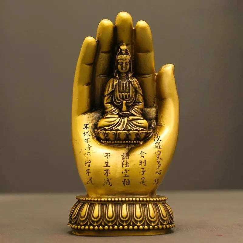 Heart Sutra Buddha Hand Ornament Guanyin Buddha Statue Home Worship Bodhisattva Creative Brass Thousand Hand Copper Ornament