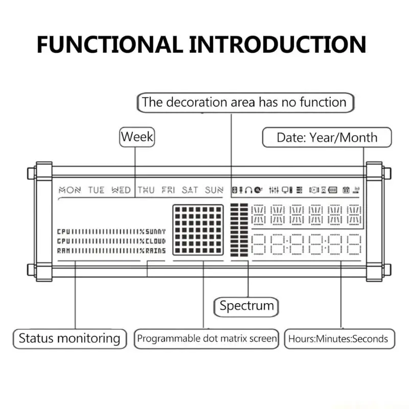 Classical Electronic Fluorescent Tube Clock With Metal Plastic Construction And Clear LED Display