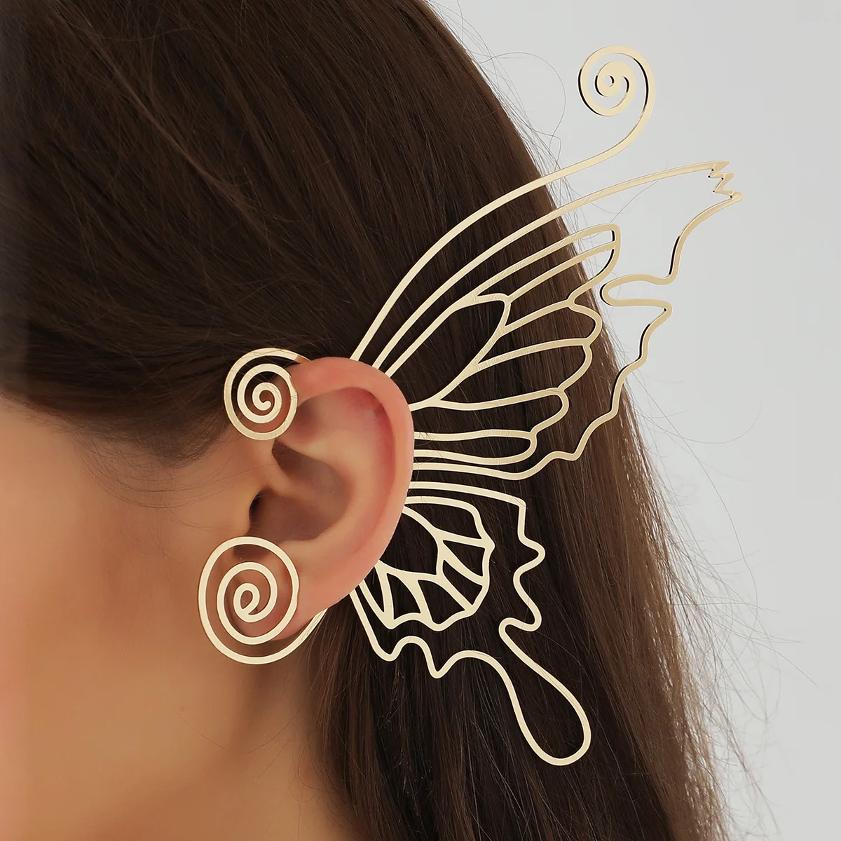 1pc Fairycore Butterfly Wings Earcuff Elvens Earclip Goddess Earring for women（not a pair）