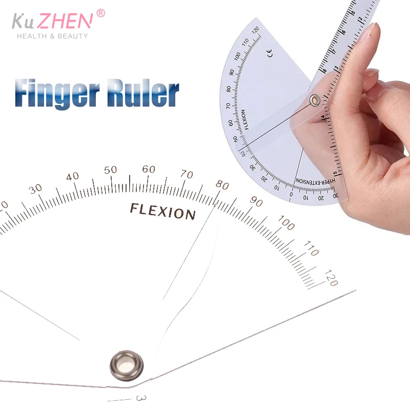 1PCS Finger Ruler PVC Medical Finger Goniometer Plastic Protractor 180 Degree Angle Ruler Finger Ruler Professional Measure Tool