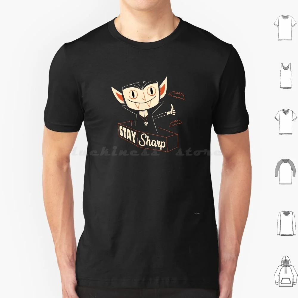 Stay Sharp T Shirt 6xl Cotton Cool Tee Spooky Vampire Dracula Retro Vintage Vampires Monster Halloween Funny Cute Humor