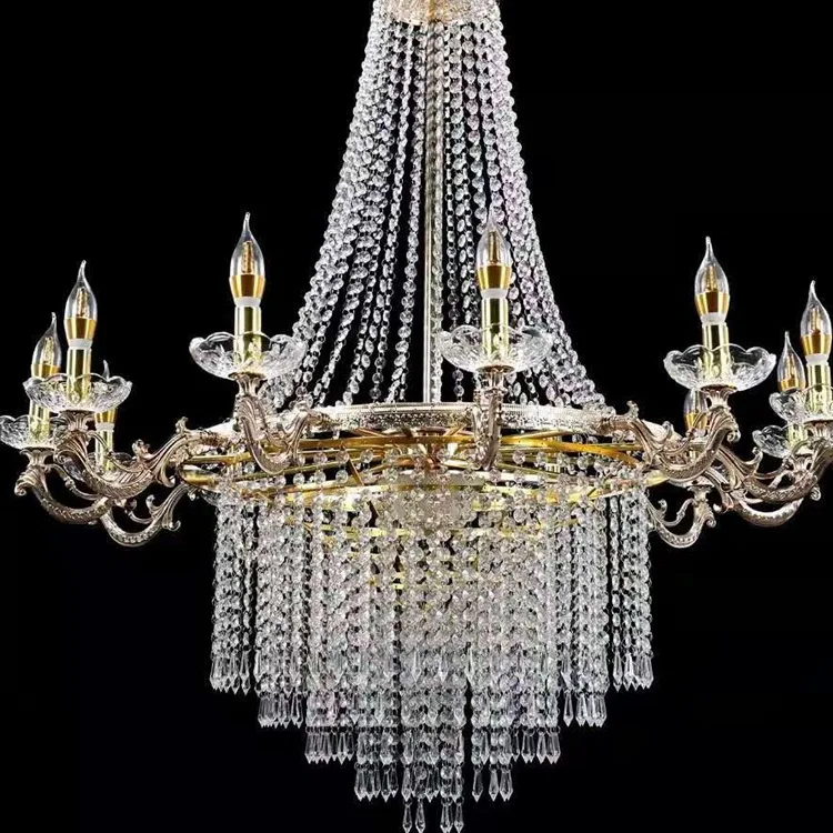New crystal chandelier wrought iron bead curtain chandelier hotel wedding hall decoration pendant wedding props crystal lamp