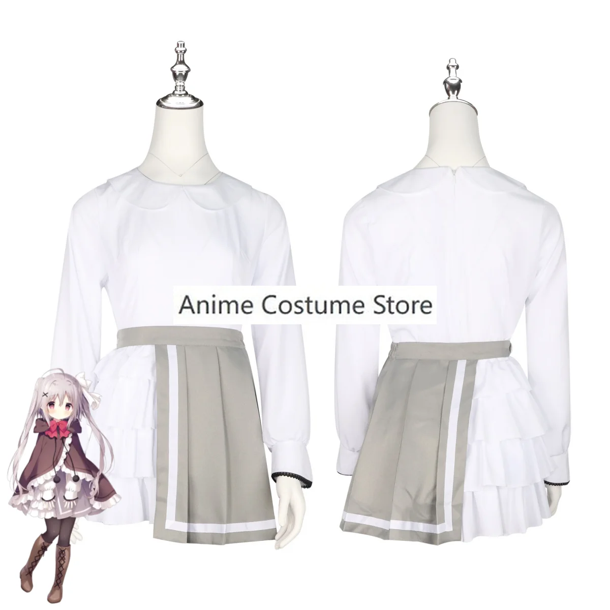 لعبة أنمي هوشيزورا تيتسودو إلى شيرو نو تابي نيري زي تنكري ، شال جميل تنورة وشعر مستعار للمرأة ، شعر مستعار