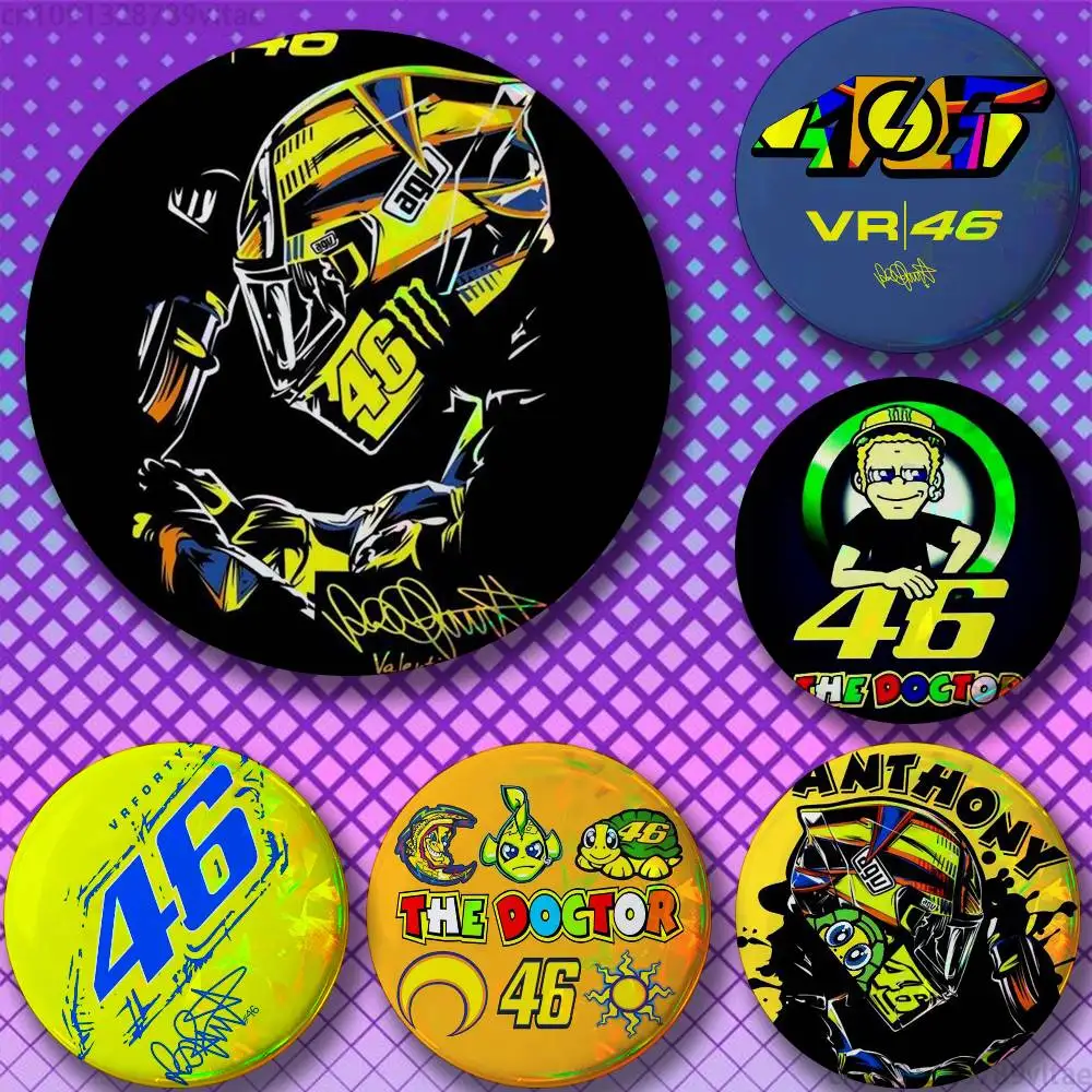 R-rossis Digital VR-46 25mm 75mm 44mm 58mm 32m Coin Badges Personalized Handmade Round Brooches Pins Accessory