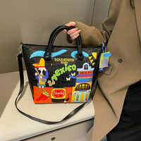 Fall-Winter 2025 Large Capacity Tote Bag Women's Retro Multicolor Embroidery Shoulder Bag Trendy Versatile Handbag