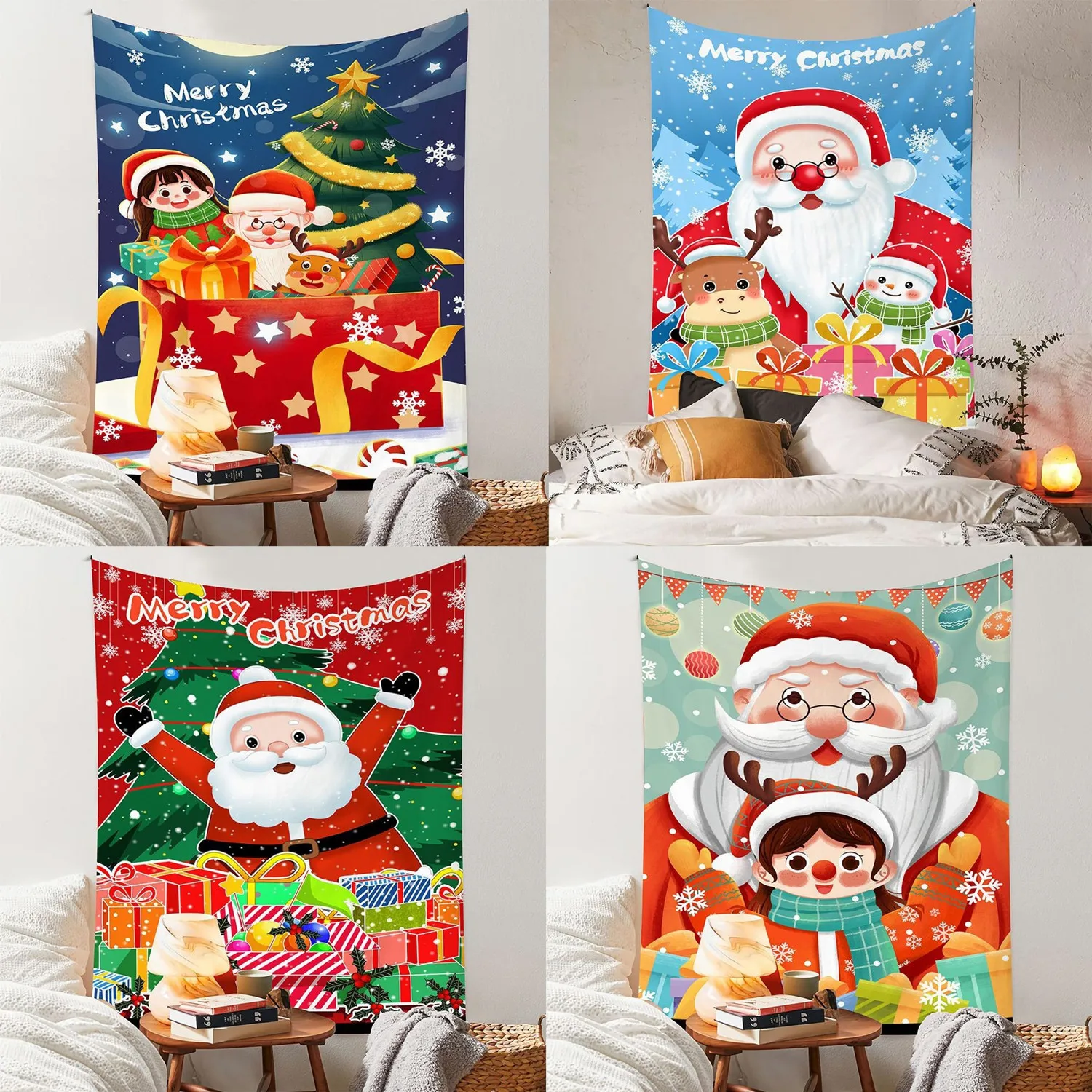 

Christmas Tapestry Holiday Home Decoration Party Wall Cloth Kindergarten Santa Claus Hanging Cloths Background Curtain Sheets