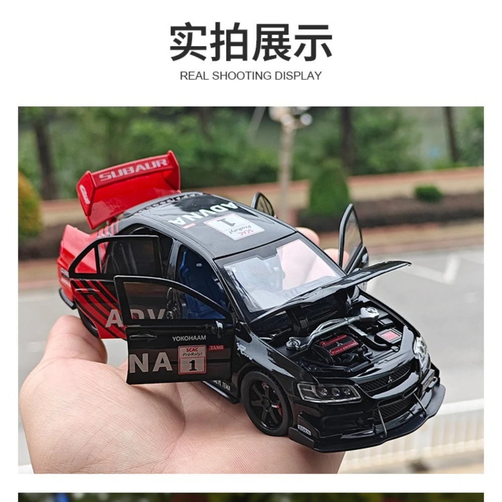 รถโมเดลไดแคสต์โลหะผสมสีสปอร์ต แลนเซอร์ อีโวลูชั่น อีโว รุ่น 1:32 ของเล่นรถยนต์จิ๋ว ของขวัญสำหรับเพื่อน