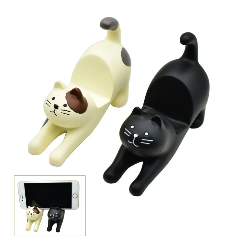 Lovely Phone Bracket Kawaii Cat Model Portable Phone Holder for Desk Resin Exquisite Compatible Mobile Phones Home Decor Crafts