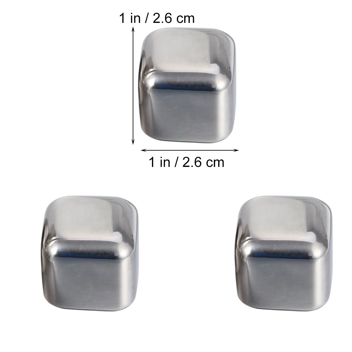 6Pcs Stainless Steel Ice Cubes 2.6cm Food Safe Whiskey Stones No Dilution Reusable Chilling Cubes for Spirits Liquor - view 3