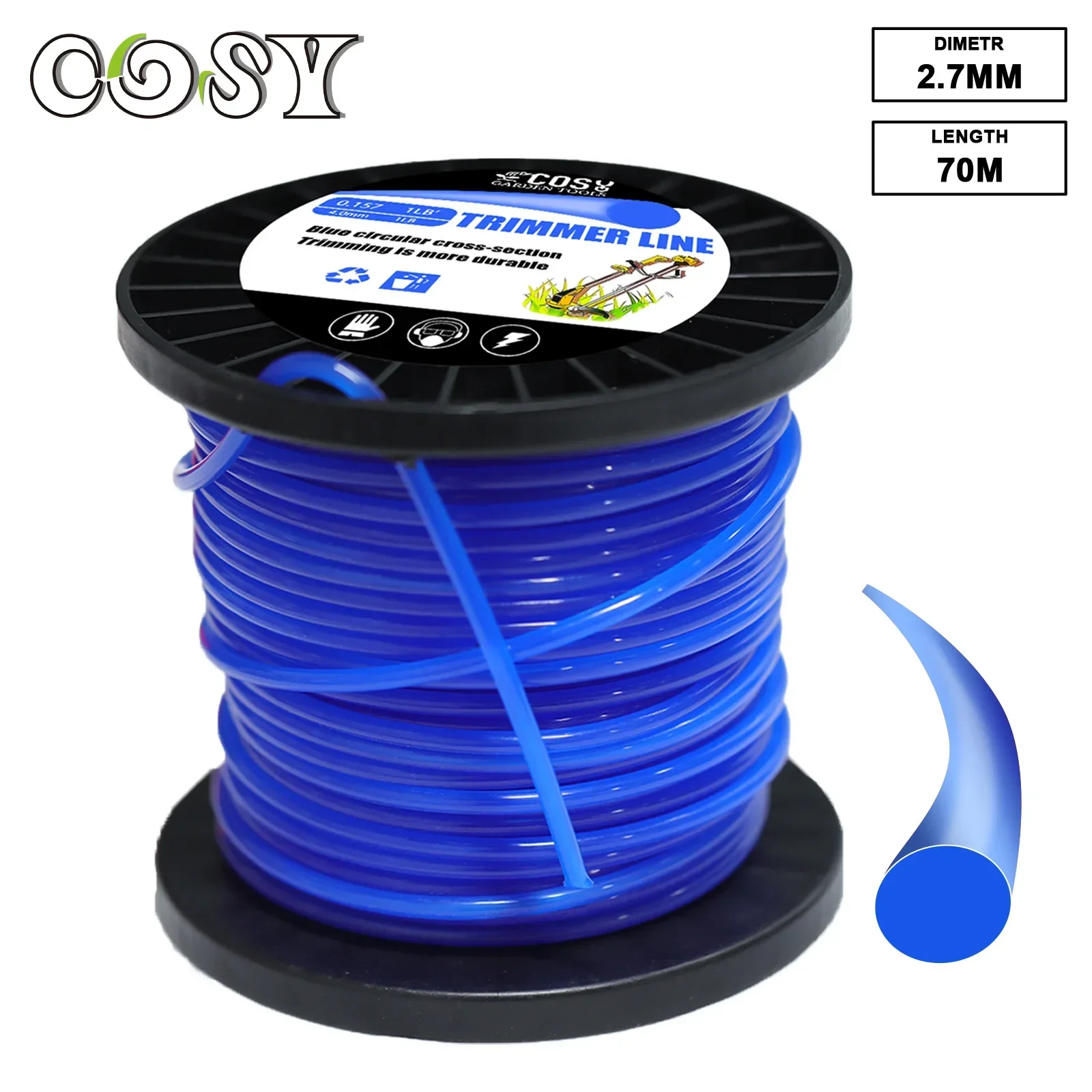 2.4/2.7/3.0mmX1LBHeavy Duty Nylon Round Strimmer Trimmer Line Brushcutter Cord Wire For Lightweight Manual Feed Electric Trimmer