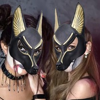 New Ancient Egyptian Wolf Cosplay Face Mask Wolf Head Helmet Costume Party Show Prop Halloween Fancy Dress Ball Toy