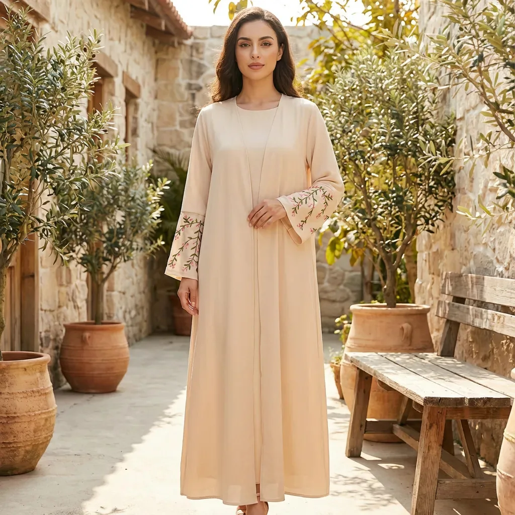 Eid ramadan bordado aberto abaya dubai kaftan feminino vestido muçulmano kebaya islam quimono cardigan turquia caftan femme robe jalabiya