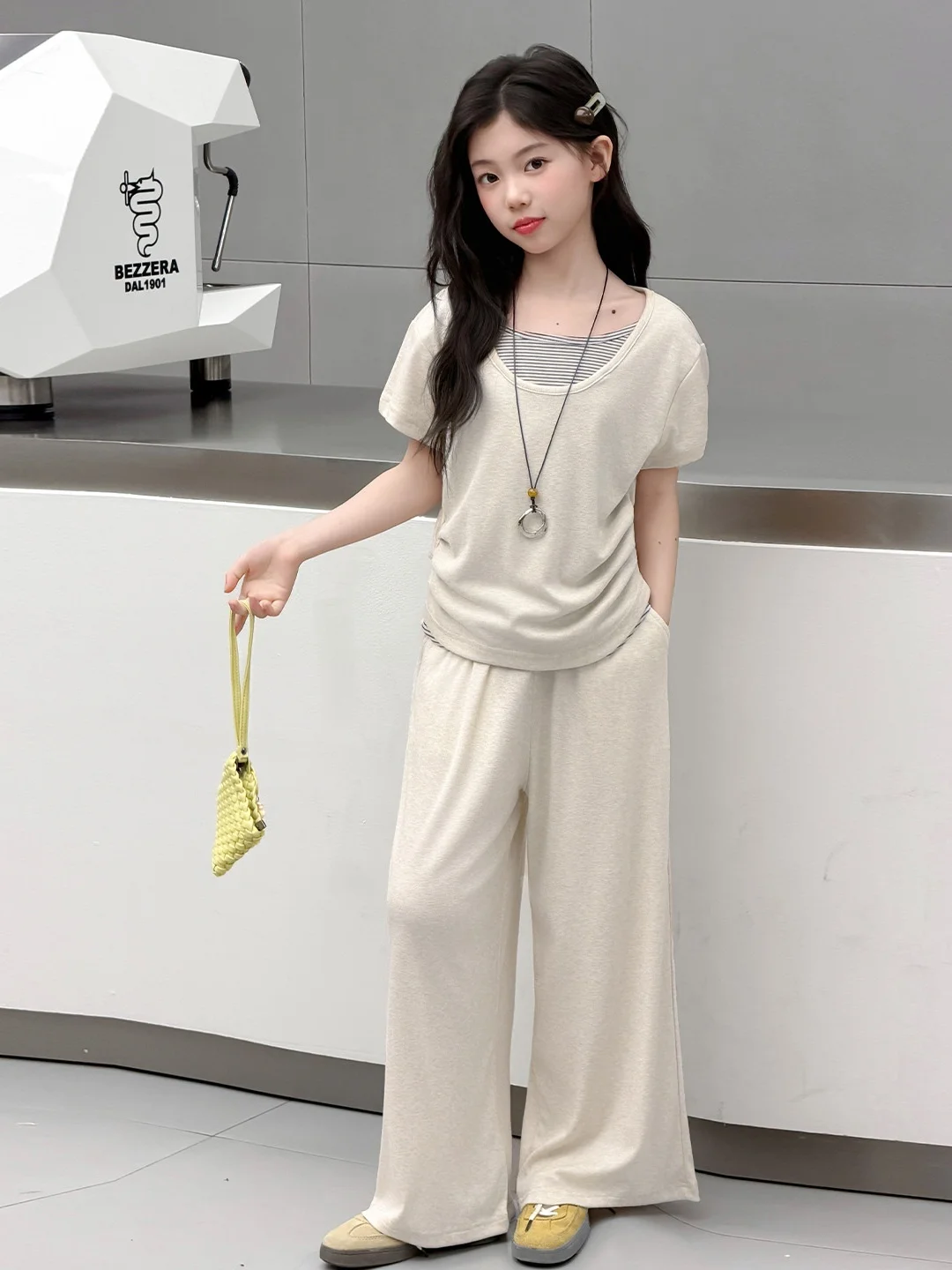 girls-summer-outfit-set-korean-style-fashionable-two-piece-suit-for-children-toddler-girls-cotton-casual-wear-comfortable-bre