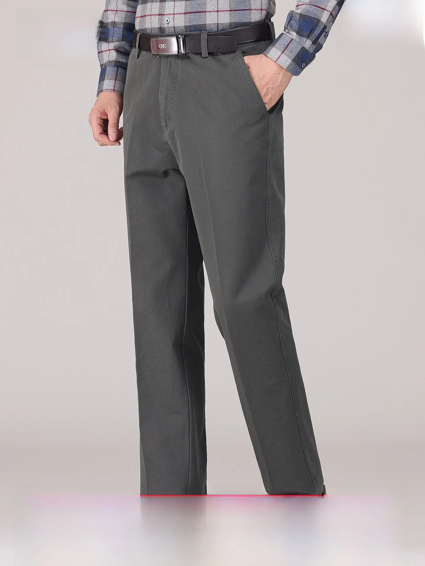 100% Cotton Thick Men's Casual Pants High Waist Straight Leg Winter New Style Color Comfortable Loose Fit Long Trousers