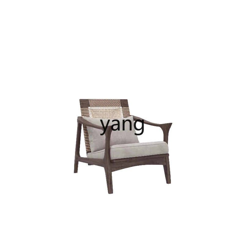 

LH Solid Wood Single Sofa Chair Balcony Leisure Chair B & B Hotel Rattan Chair