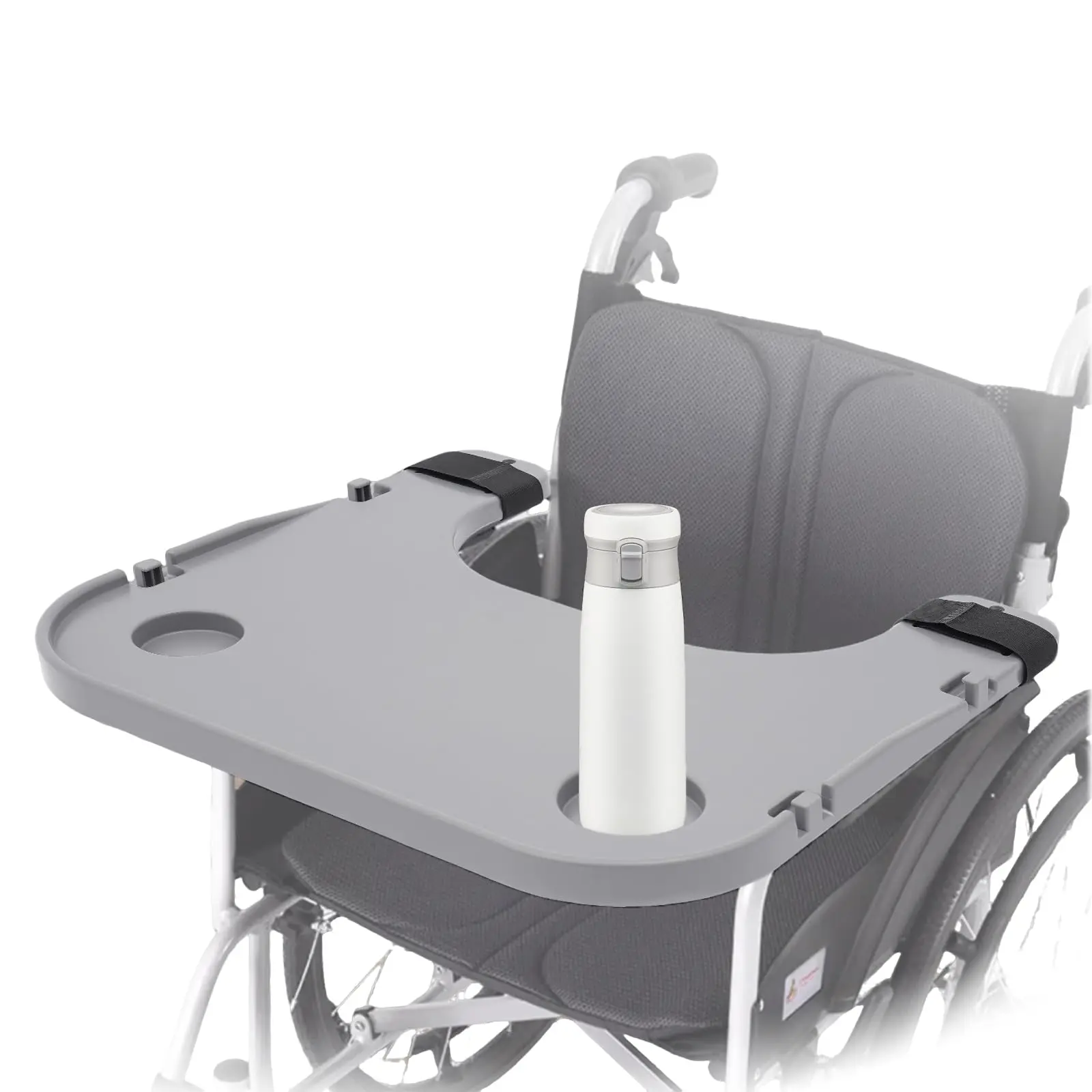 

Wheelchair Tray Table, Removable Wheelchair Lap Tray Table w/Cup Holder, Portable Wheelchair Dinner Table Accessories Fits Wheel