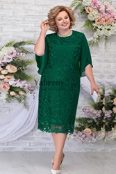 Green Tea-Length Plus Size Women's Dress Mother of the Groom Dresses