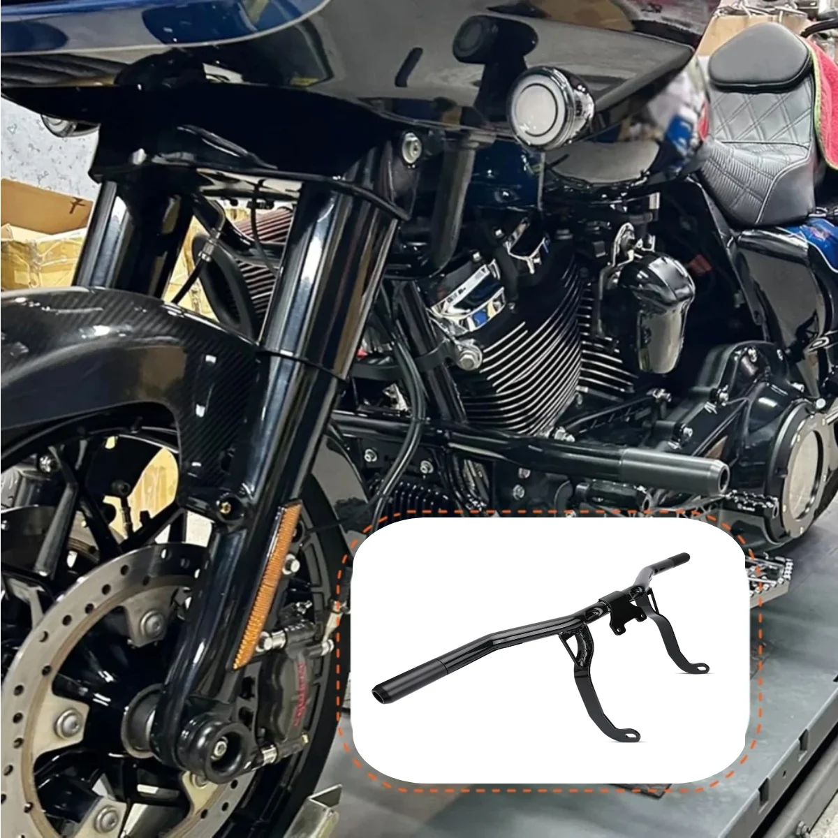 Moto Anteriore Highway Motore Guard Crash Bar Acciaio Protezione dalla caduta Nero Per Harley Road Glides Street Glides 2014-2023