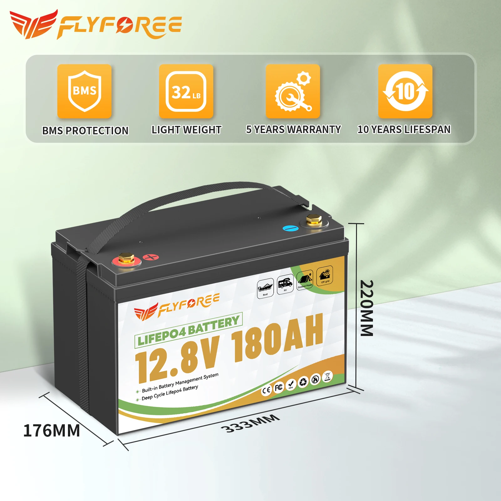 BATERÍA LIFEPO4 FLLYROWER 180AH