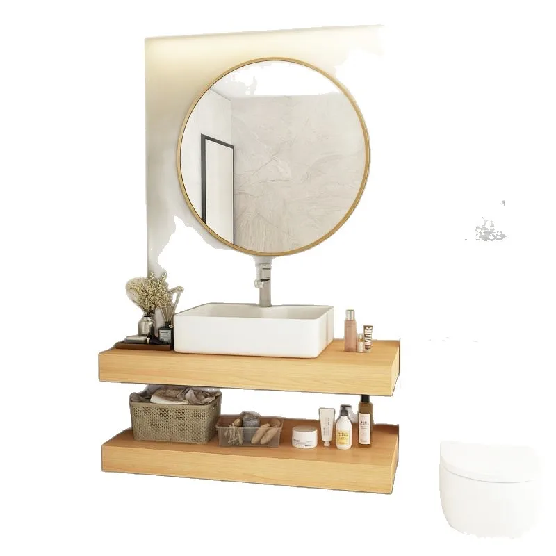 Homestay simple wash basin cabinet combination bathroom cabinet ceramic integrated basin wash basin small apartment bathroom