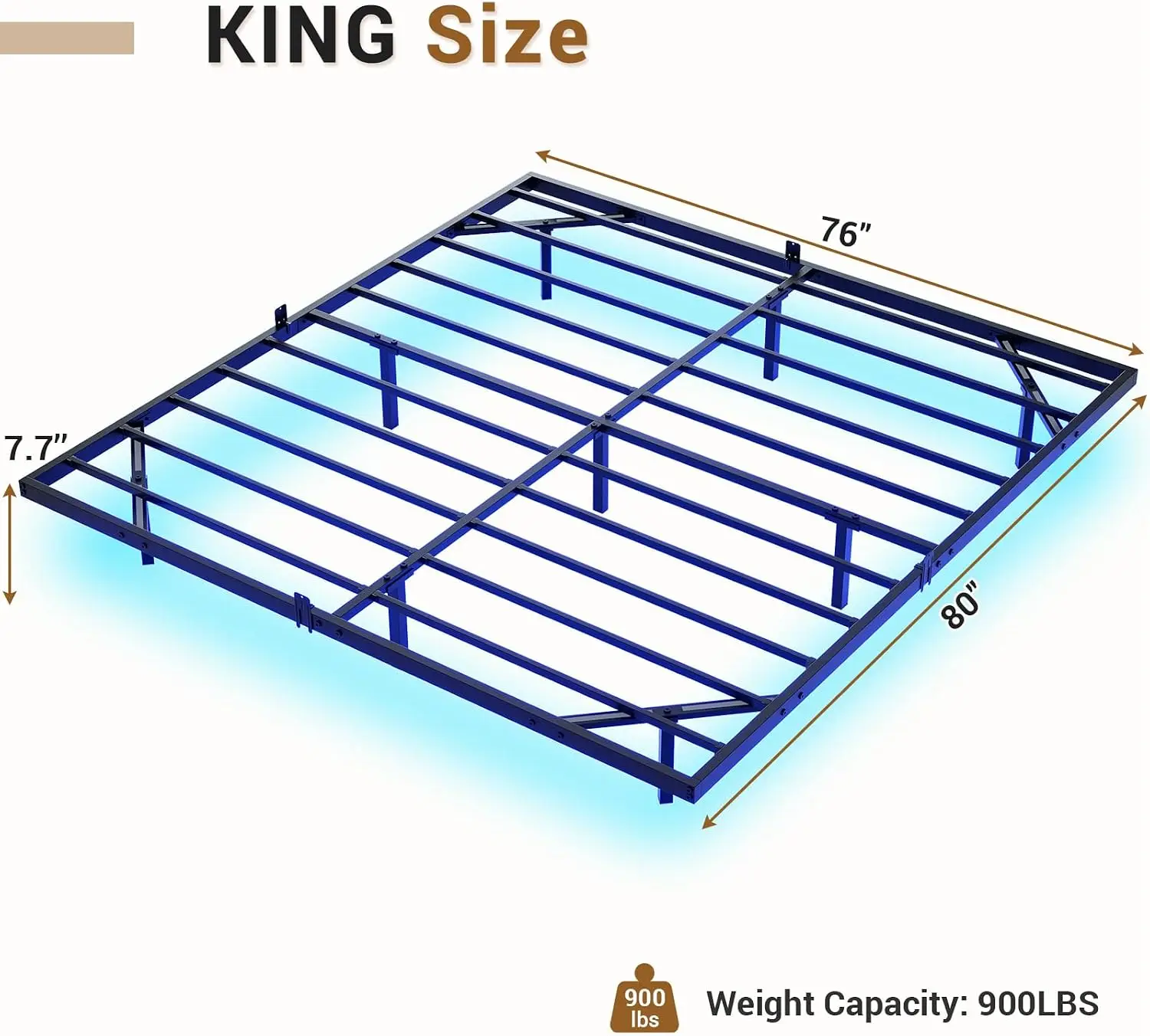 Floating Bed Frame King Size with LED Lights, Metal Platform King Bed, No Box Spring Needed, Easy to Assemble (King)