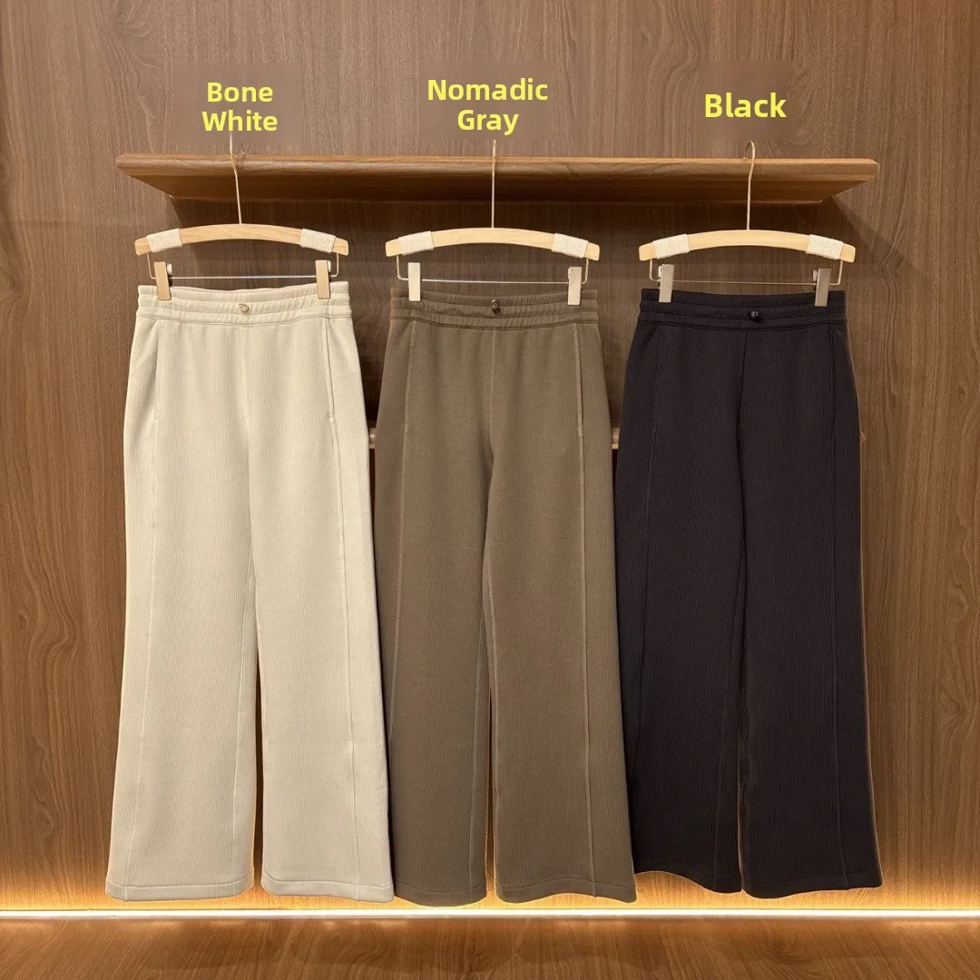 

Comfortable Thiened Sand Waed Milk Velvet Casual High Waist Straight Leg Pants Women's Faion Leisure Trousers