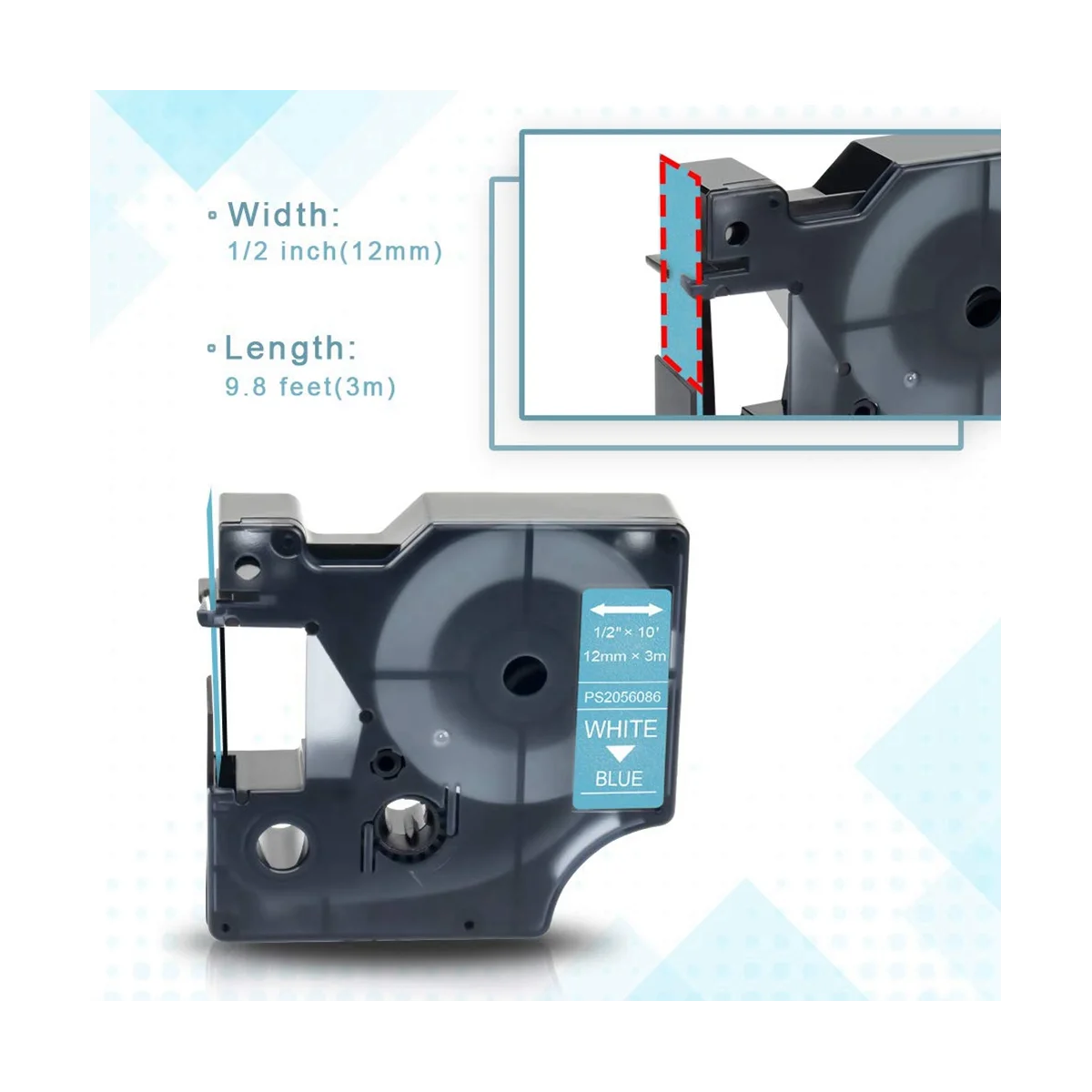 5Pcs Label Tape for D1 12mm 0.47 inch Label Tape for Label Maker LabelManager 160 280 360D 420P PnP