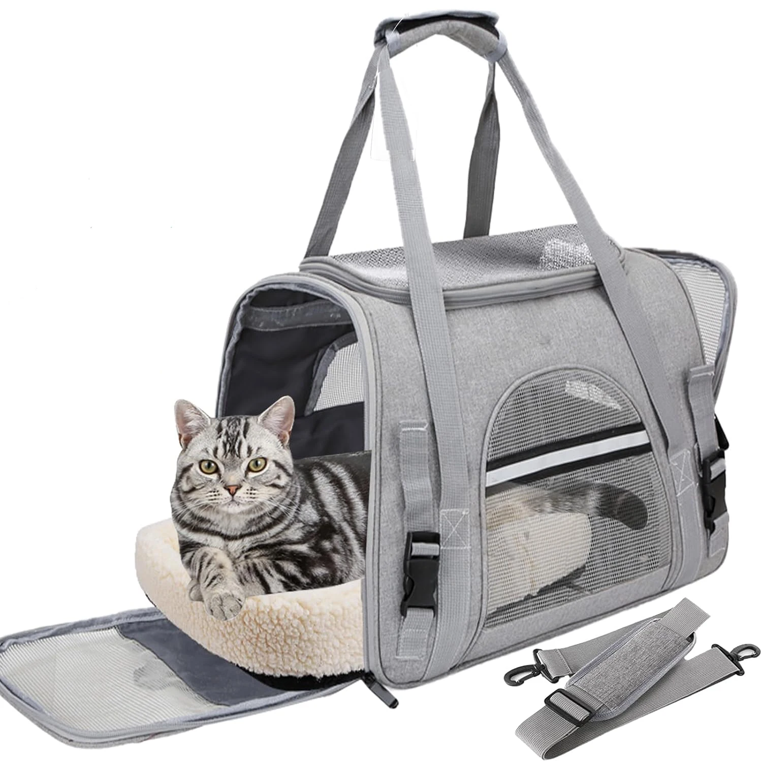 Airline Approved Pet Carrier Bag for Cats Dogs Up to 20LBS Soft Portable Travel Carrier with Mat Breathable Foldable Pet Bag