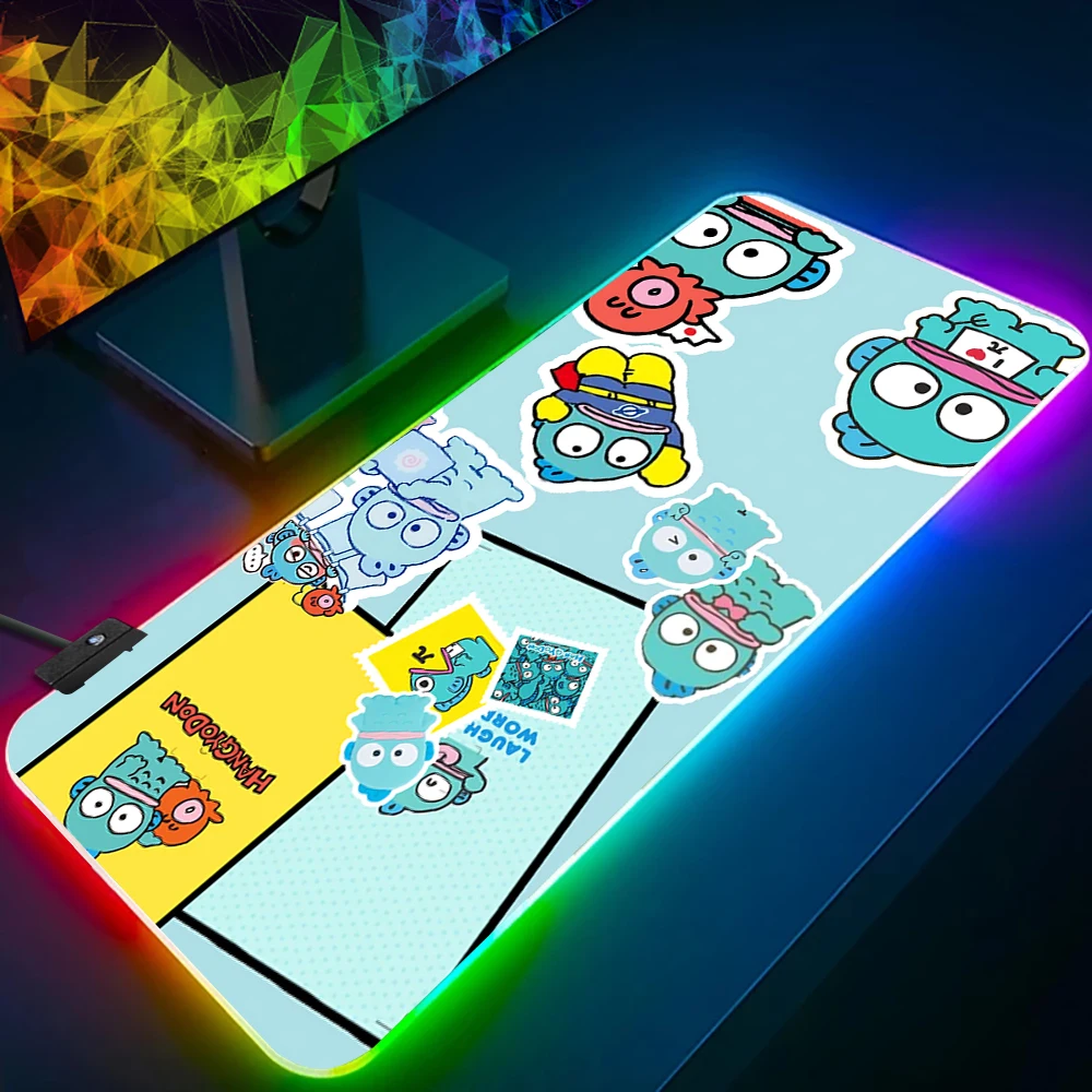 

Sanrio Hangyodon RGB Pc Gamer Keyboard Mouse Pad Mousepad LED Glowing Mouse Mats Rubber Gaming Computer Mausepad