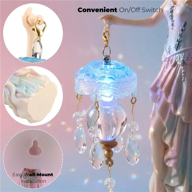 ABCA-Flower Fairy Wall Lamp Flower Fairy Light With Wings Blue