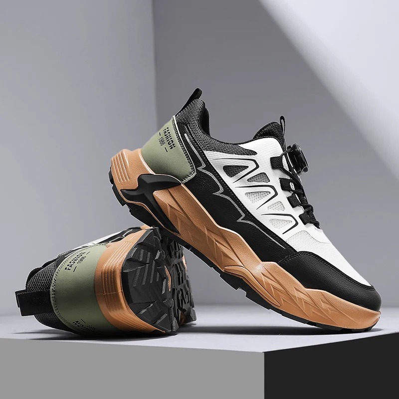 

Mens Shoes 2025 Autumn New Lazy Sports Shoes Rotating Elastic Buckle Lace-Free Shock Absorbing Running Shoes Casual Shoes