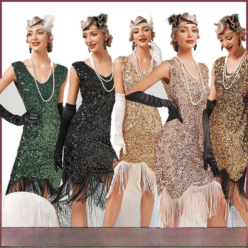 

Ретро бисерное танцевальное платье с кисточками в стиле Гэтсби Dr Par, банкетное вечернее платье, юбка с блестками, коктейльное платье, триацетатное волокно, церемония для взрослых