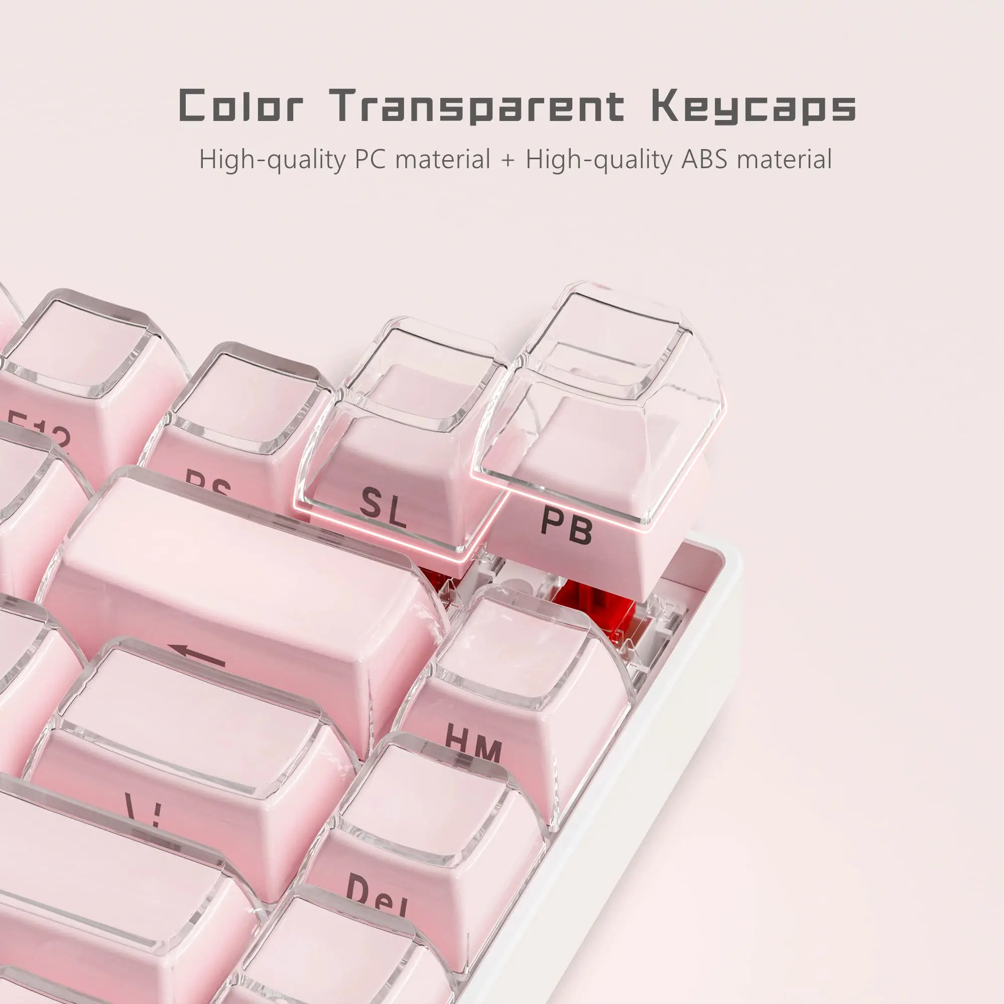 113 Key Pink Jelly Round Side Keycaps Ice Crystal Translucent OEM Profile Key cap for Cherry MX 61 68 104 Mechanical Keyboard