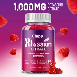 Potassium citrate 1000mg gummies, potassium supplement for adults and men, supporting leg spasms and muscle health, 60 pills