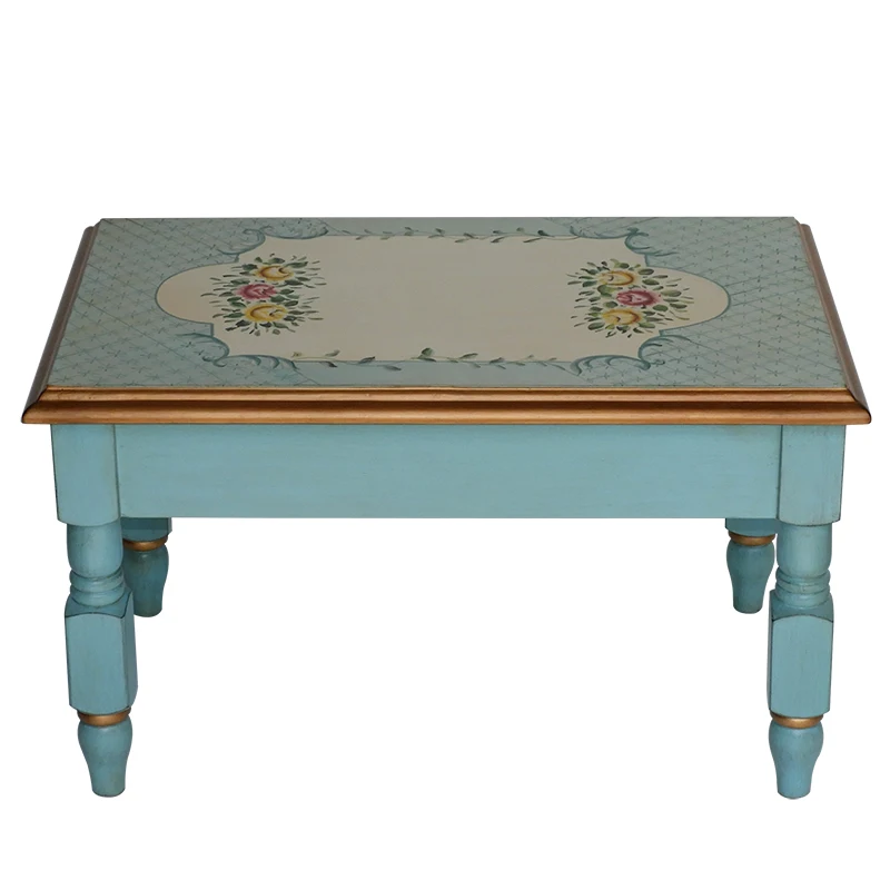 Indoor furniture bay window small coffee table retro painted Japanese tatami table Mediterranean antique solid wood kang ta