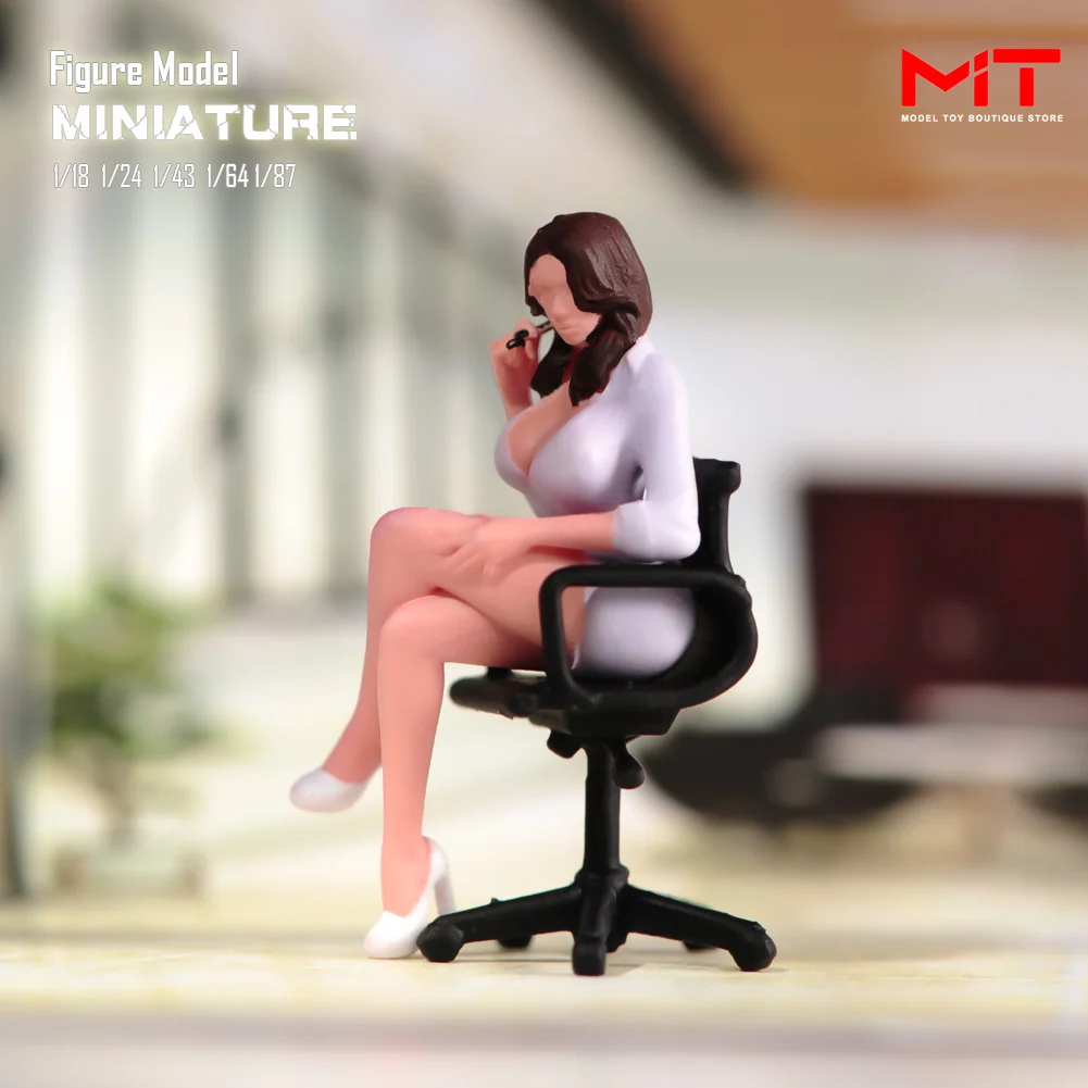 Miniature Figure 1/87 1/64 1/43 1/24 1/18 Beauty Female Thinking Sitting On Chair Mini Doll Diorama Figurine Model Scene Prop