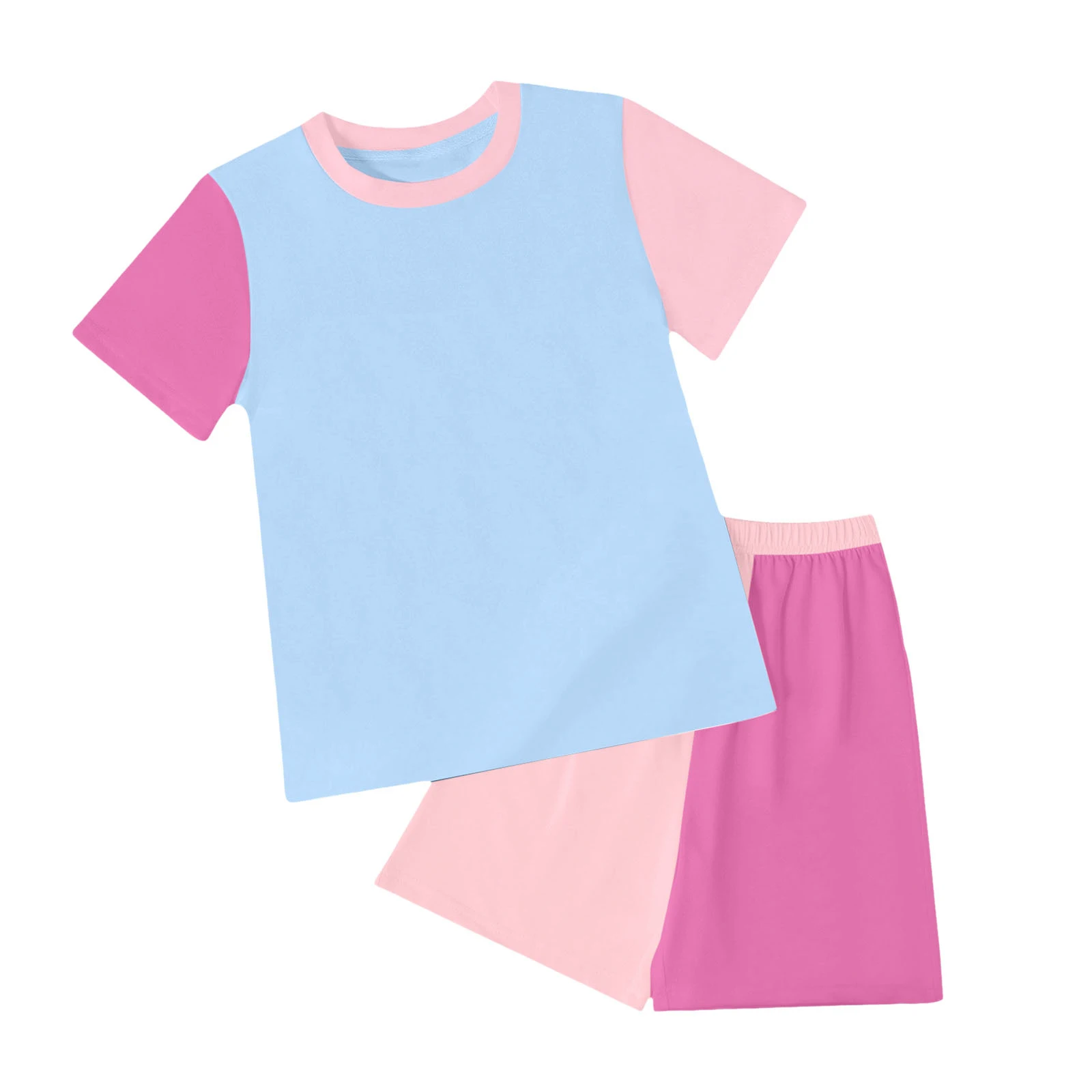 

Staff for Baby Girl Toddler Baby Girl Clothes Summer Outfits Contrast Short Sleeve T Shirts Tops Shorts 2Pcs Girls 3 Piece Set